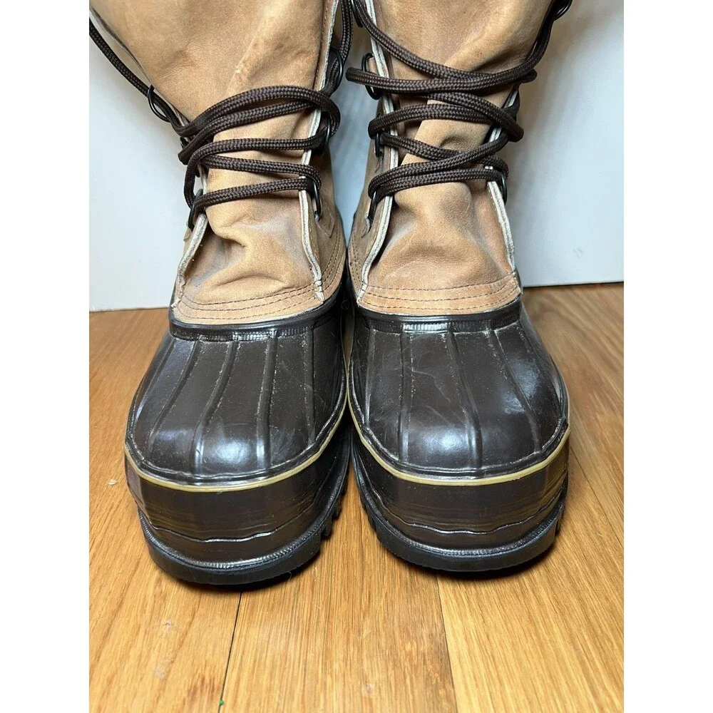 Vintage Eddie Bauer Boots Mens Size 8 Brown Leather Duck Snow Insulated USA
